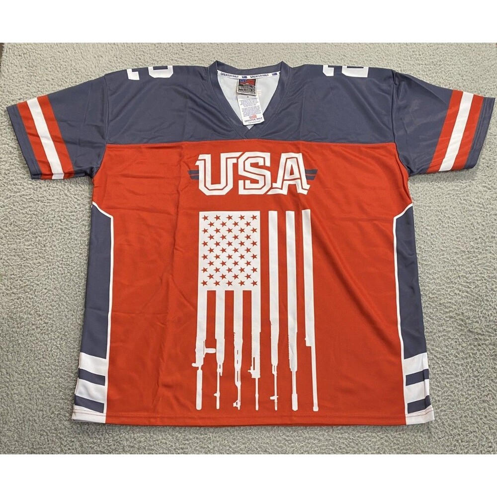 USA Flag Jersey Mens 3XL Red White Blue 2nd Amendment Greater Half NWT